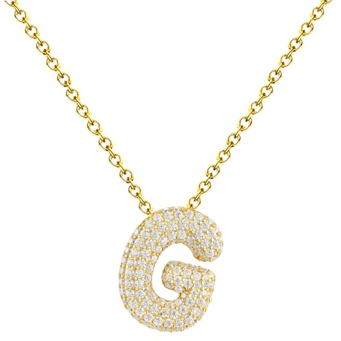 cotigo - Collar Letra con Circonita ｜Colgante Inicial Mujer Acero Inoxidable｜Incluye Tarjeta con Significado y Caja de Regalo ｜Joyería Personalizada｜Regalo Mujer, Mamá, Amiga, Hija (G)