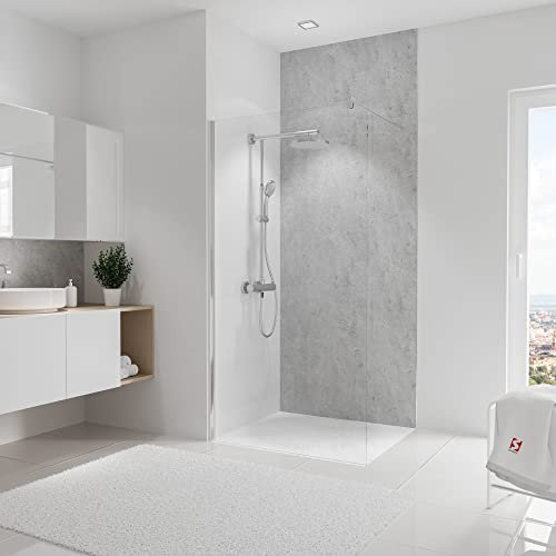 Schulte DecoDesign Dekor Stein grau hell, 255 x 100 cm, 3 mm Aluminium-Verbundplatte, Wandverkleidung als fugenfreier Fliesenersatz, EP1901025 602