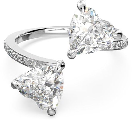 Swarovski Attract Soul Heart Ring, Rhodinierter Damenring mit Klaren Swarovski Kristallen