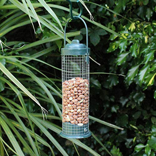 garden mile® Vogelfutter zum Aufhängen, Nuss-Samen, Vogelfutterhaus, Meisenknödel, Outdoor, Garten, Terrasse, perfekt für Garten, Wildvögel, Wildtierfutter (Standardnuss-Futterstation (grün)