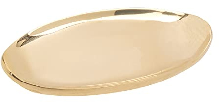 NKlaus piatto candela ovale 11cm ottone oro lucido portacandela piattino decorazione piatto 10477