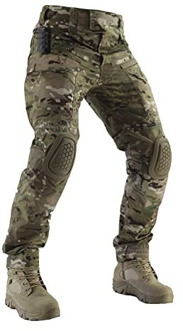 ZAPT Combat Pants für Herren, Airsoft, Paintball, Taktische Hose mit Knieschonern, Jagd, Camouflage, Militärhose (XL, Camo)