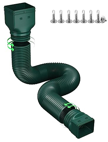 Ogutter Rain Gutter Downspout Extensions, Downspout Extender for Rainwater Drainage Flexible, Down Spout Drain Extension Pipe and Extendable from 21 to 66 Inches (Green)