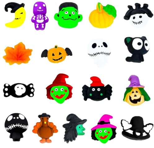 POPOYU Giocattoli Mini Squishy Mochi di Natale,Halloween,30Pezzi Squishy Gadget Mochi Squishy Antistress HalloweenGiocattoli Mini Squishies Carini per Bambini,Mochi Calendario dell’Avvento Halloween