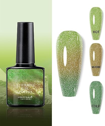Thermo Effekt Nagellack Temperaturwechsel, Gel Nagellack Farbwechsel Uv Gel Nail Art, Thermo Farbgel Chamäleon Nagelgel, Temperature Change Nail Polish Fairy Color Gradient Nails