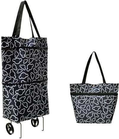 Lsydgn 1 Piezas Carrito de la Compra con Ruedas,Carro Compra Plegable,Bolsa Plegable con Ruedas,Carrito de Compras Supermercado para Supermercado, Viajes, Camping