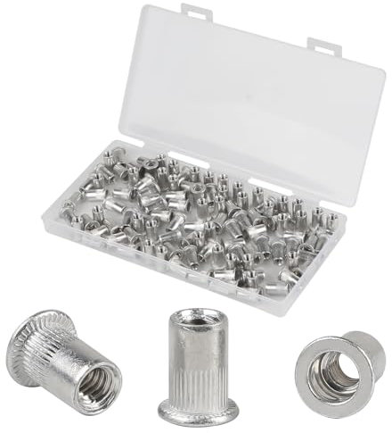 CPROSP 105 Stück Nietmuttern aus Aluminium M6 mit Aufbewahrungsbox, 9 mm Crimpmutter, Gewindeniet M6 für die Befestigung von Möbeln