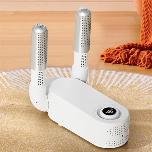 YUET Boot Dryer, Shoe & Glove Warmer With Heat Blower, Portable Adjustable Rack and Timer, Folding Design for Quick Drying Shoes, Gloves, Hats, Socks, Ski Boots - UK Plug