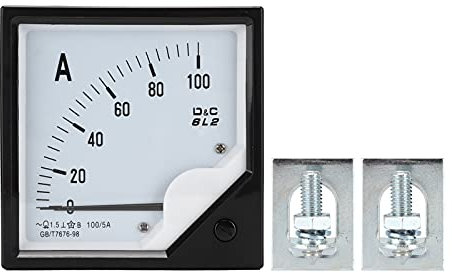 Amperímetro de puntero 6L2, amperímetro de panel analógico 100A/5A Medidor de corriente de puntero para la industria química Medidor mecánico Amperímetro Probador de medición de