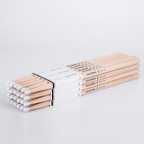 AQJUNONG Drum Sticks, 7A Drumsticks Nylon Tip Set for Acoustic Drums or Electronic Drums, Maple Drum Sticks 7A for Drummers and Beginners (12 Pair)