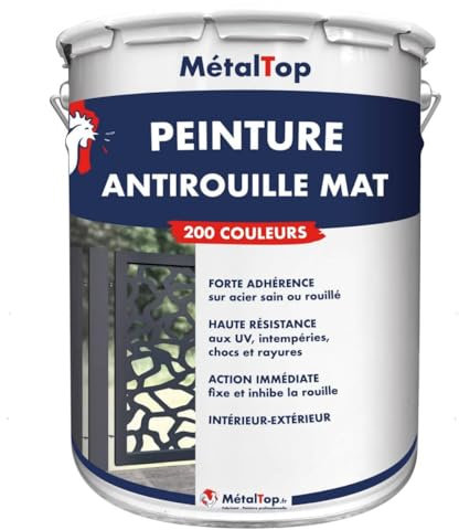 Metaltop - Peinture Antirouille Mat - Gris clair - RAL 7035 - Pot 1 L