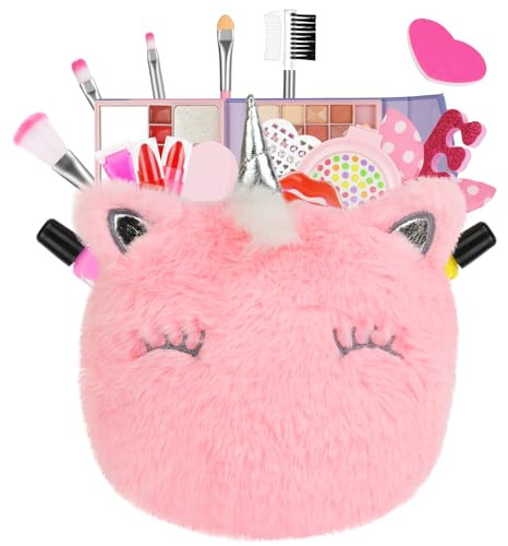 Aomig Kids Makeup Set for Girls, Non-Toxic Kids Cosmetics, 19PCS Princess MakeUp Kit, Washable Kids MakeUp Set Girl Toys, Christmas Halloween Birthday Makeup Gift for Girls