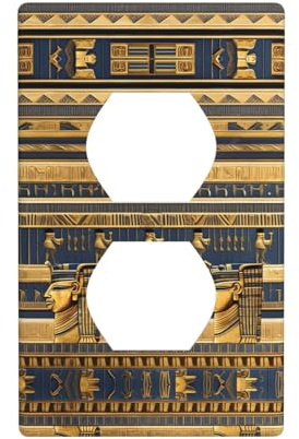 Phayah Placa de pared con diseño de frescos faraónicos egipcios, tamaño estándar, policarbonato termoplástico, doble enchufe