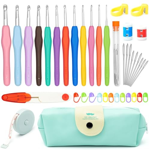 Set Ganchillo 41 Piezas, Kit Crochet con Agujas Ergonómicas 2-8 mm