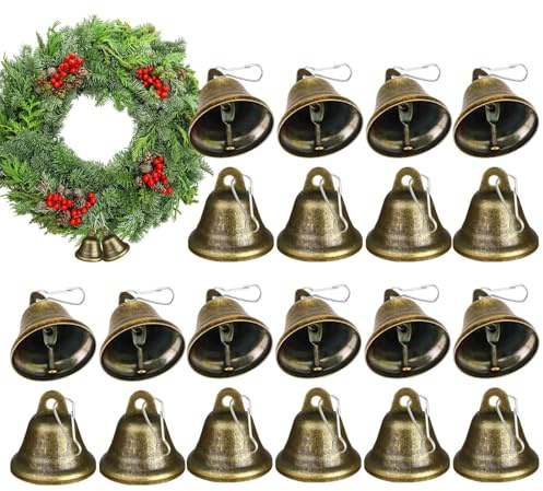 Raypontia Campanas Navideñas, 20 Piezas Decoración Árbol Navideño, Campanas para Decoración Árbol de Navidad Exterior Jardín Puerta Iglesia Casa Fiesta Mascota