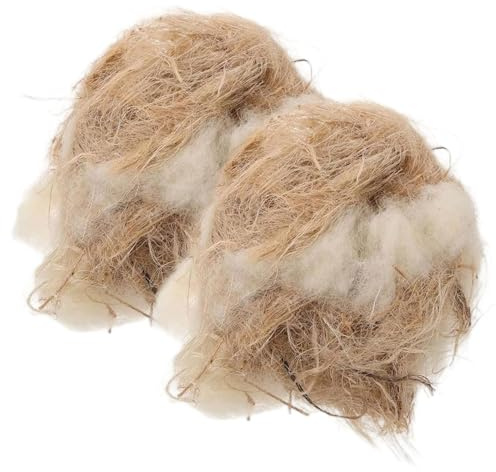 Ginwrek Confezione da 2 nidi per uccelli, fibre naturali miste, materiale accogliente da 40 g di iuta, paglia e cotone per uccelli selvatici, fringuelli, canarini e colibrì