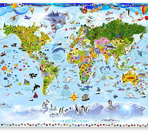 murando - Carta da parati Mappa del mondo per bambini 300x210 cm Fotomurali in TNT Murale alla moda Decorazione da Muro XXL Poster Gigante Design Carta per Pareti Mappa del mondo e-A-0102-a-a