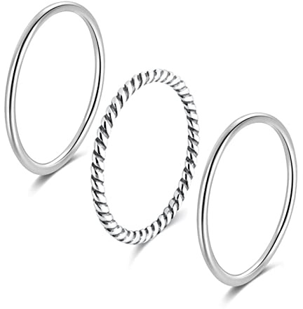925 Sterling Silver Knuckle Rings for Women Minimalist Thin Stacking Rings Set Pinky Ring Size 3.5