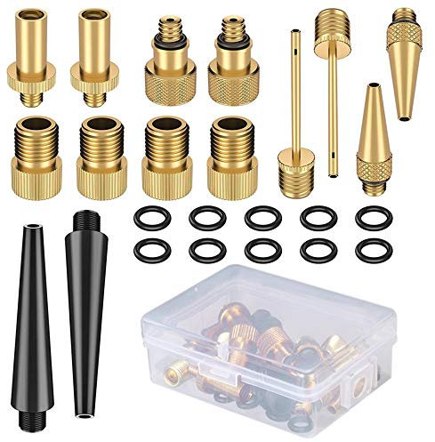 Fahrradventil Adapter Set DV SV AV, 24 pcs Fahrrad Ventiladapter Kompressor Französisches Blitzventile Autoventil Sclaverandventil mit Dichtring für Fahrradpumpe Standpumpe Luft- Ballpumpe …