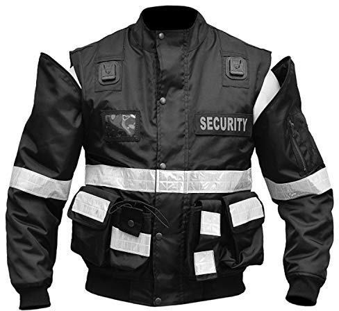 RAC3 Mens 2 in 1 Oxford Security Doorman Vest, Jacket with Removable Sleeves (XL) Black