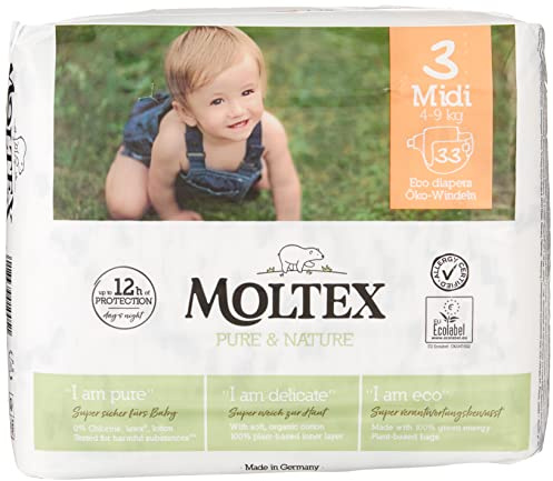 Moltex Pure & Nature - Pañales (talla 3, MIDI), color blanco