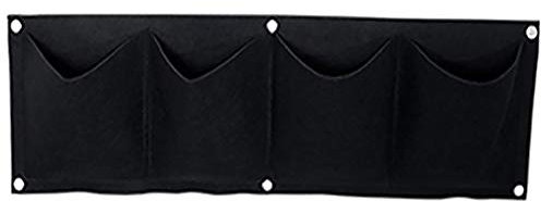 tooloflife - Sacchetti da parete per piantare da appendere, per fioriere, per ringhiere di balcone, recinzioni, fiori, erbe e piante vegetali (orizzontali, 4 tasche)