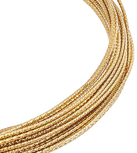 BENECREAT 20 Gauge/0.8mm Engraved Twist Gold Wire Textured Copper Wire for Ring Making, Beading Wrapping and Other Jewelry Craft