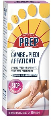 Prep, Gel Gambe e Piedi Affaticati, Gel Effetto Freddo Rilassante, Azione Defaticante e Rinfrescante per Gambe e Piedi Pesanti, a Base di Alga Clorella, Aloe Biologico e Mentolo, Formato 125 ml