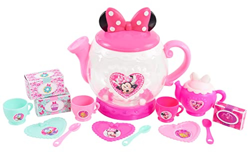 Disney Junior Minnie Mouse Terrific Teapot, Preschool Pretend Play Tea Set, 14-Pieces, Kids Toys for Ages 3 Up by Just Play