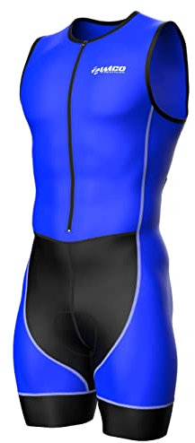 Zimco Triathlon-Anzug für Herren, Rennsport, Trisuit, Radsportanzug, Schwimmen, Radfahren, Laufen, Größe 2XL, Blau/Schwarz