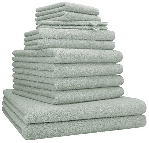 Betz Berlin Handtuch-Set 12-teilig – 100% Baumwolle – Oeko-TEX® Zertifiziert – extra saugfähig & weich – hohe Grammatur – Duschtücher, Handtücher, Gästetücher & Waschhandschuhe Farbe Jade