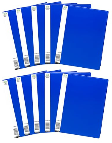 10 PCS X Blue Colour A4 Display Book Certificate Folder 20 Pocket Presentation Folder with Plastic Sleeves Polly Pocket Folder Document Organiser for School Home Office.