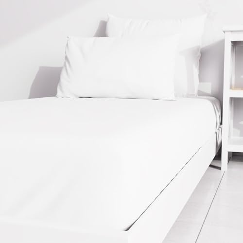 Atmosphère Sábana Bajera Lisa, Blanco, 90 x 190 cm