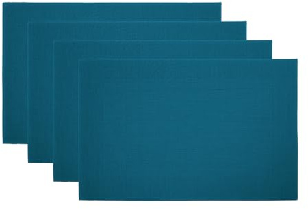 BIANCHERIAWEB Set Tovagliette Americane Cucina Antiscivolo in Tinta Unita Lavabili Set 4 Petrolio