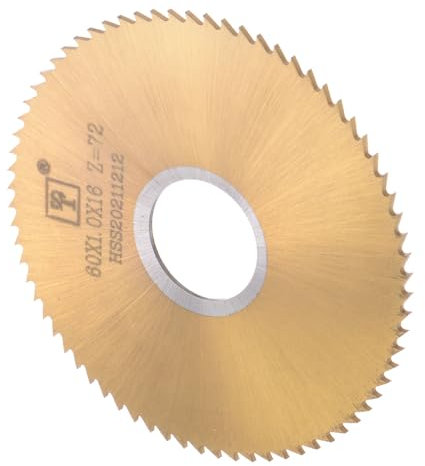 CoCud Disco de Sierra Circular, Diámetro de 60 mm, Eje de 16 mm, Grosor de 1 mm, 72 Dientes, Acero de Alta Velocidad (Hss) 6542 para Corte de Madera en Sierras de Mesa, Dorado