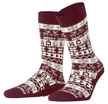 Burlington Damen Stoppersocken Merry Christmas W HP Wolle rutschhemmende Noppen 1 Paar, Rot (Cranberry 8033), 36-41