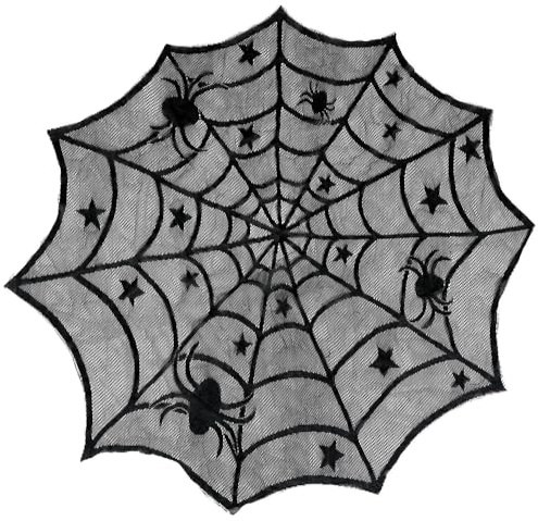 FIESTAS GUIRCA | Mantel Mesa Bordado Telaraña (100 cm) - Decoración de Mesa para Fiestas de Halloween y Celebraciones - Ideal para Ambientes Terroríficos y Fiestas Temáticas - Negro