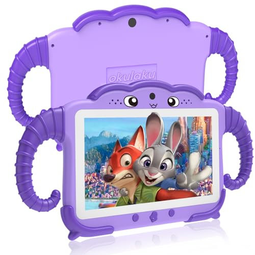 Kinder Tablet 7 Zoll für Kinder Ab 3-14 - Android Kindertablet Mit Hülle 2GB+32GB Kindersicherung GMS Certified - WiFi Dual Kamera Google Play Store für Mädchen Junge Lila