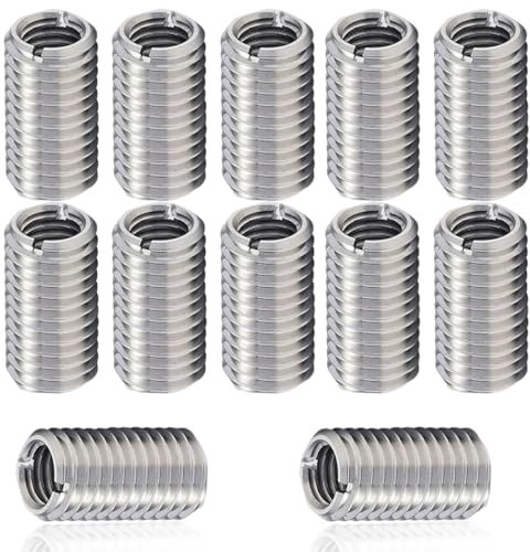 IKOPFLN 12 Piezas Inserto Roscado M6 Hembra y M8 Macho, Longitud 15mm, Autorroscante de Acero Inoxidable para Equipos Mecánicos de Turbinas