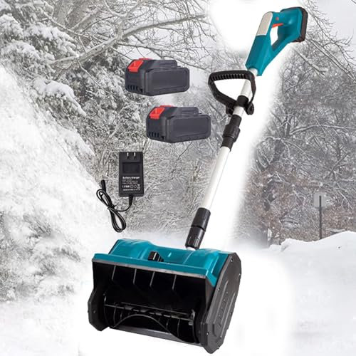 Pala quitanieves eléctrica inalámbrica, soplador de nieve plegable inalámbrico, pala quitanieves a batería con placa direccional y mango frontal ajustable, para caminos escolares, entradas,2Battery