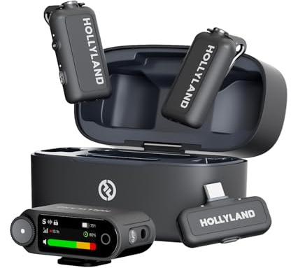 Hollyland Lark Max 2, Kabelloses Lavalier Mikrofon, AI-Rauschunterdrückung, 32-Bit-Audio mit voller Kette (340 m), Wireless Bluetooth Mikrofon für iPhone, Android, Kamera (Combo-Gray)