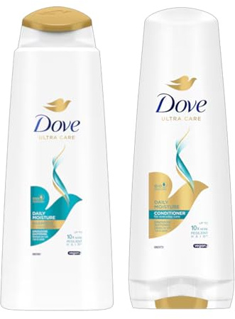 Dove Ultra Care Daily Moisture Shampoo 250ml & Conditioner 200ml Set | For Smooth, Strong & Healthy Hair | Bio-Restore Complex | Vegan | Nourishing Daily Hair Care Duo
