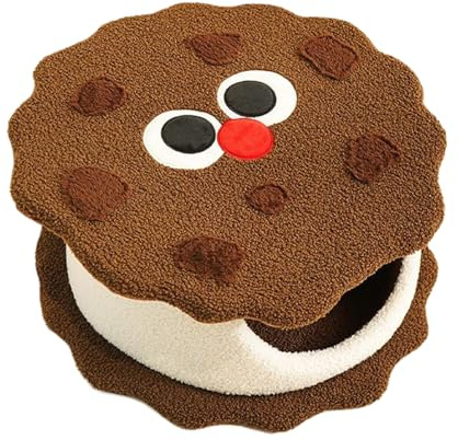 Cat-Washable Cat Led Dans Un Design De Biscuits Avec Tapis Doux Et Entrée Cachée | Caverne Chaude Choyeuse Pour Petits Chiens Et Chats | Pour L'espace Pour Dormir Et La Salle De Jeu En Ca