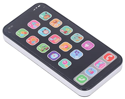 Kikumi Teléfono de Juguete para bebé, Teléfono Móvil Multifuncional con Música Educativa para bebé, de Juego Luminoso para Bebés, Niños y Niños Pequeños (Negra)