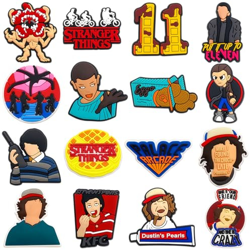 16PCS Stranger Cartoon Shoe Charms - Soft Rubber Croc Charms For Adults, Unique Crocs Accessories & DIY Shoe Charms For Clog Decoration, Daily Wear & Casual Occasions