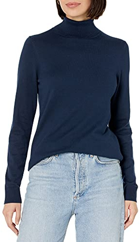 Amazon Essentials Pull Léger à Manches Longues, Coupe Classique Femme, Bleu Marine, M