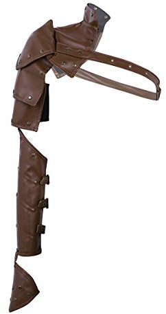 ranrann Déguisement Steampunk Accessoire Gothique Homme Femme Cosplay Epaulette Costume Harnais Epaule Cuir PU Métal Medieval Marron Taille Unique