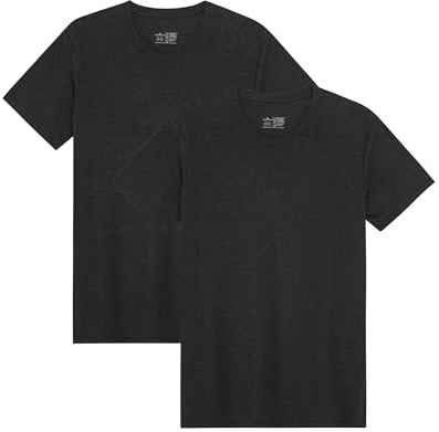 DANISH ENDURANCE Kurzarm Herren T Shirt aus Modal & Bio-Baumwolle, Rundhals-Ausschnitt, 1er, 2er oder 4er Pack, Rund - Schwarz - 2er Pack, XL