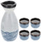 Japanisches Sake-Set Aus Keramik 5-Teiliges Set Mit 1 Sake-Topf Und 4 Traditionell Glasierten -Bechern Im Eleganten Seewellen-Design Ideal Für Zuhause
