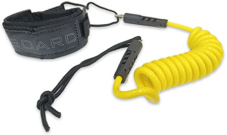 iBOARD Correa de bodyboard en espiral de 4 pies, accesorios de surf, correa de repuesto para tabla de surf, rojo y amarillo.